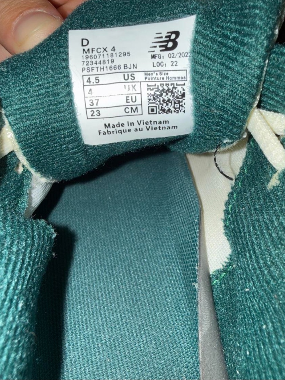 New Balance White and Green Athletic Sneakers - Picture 4 of 5